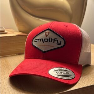 Amplify Red and White Snapback Hat
